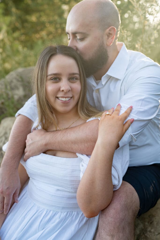 Couple hugging during family photography session in Barrie